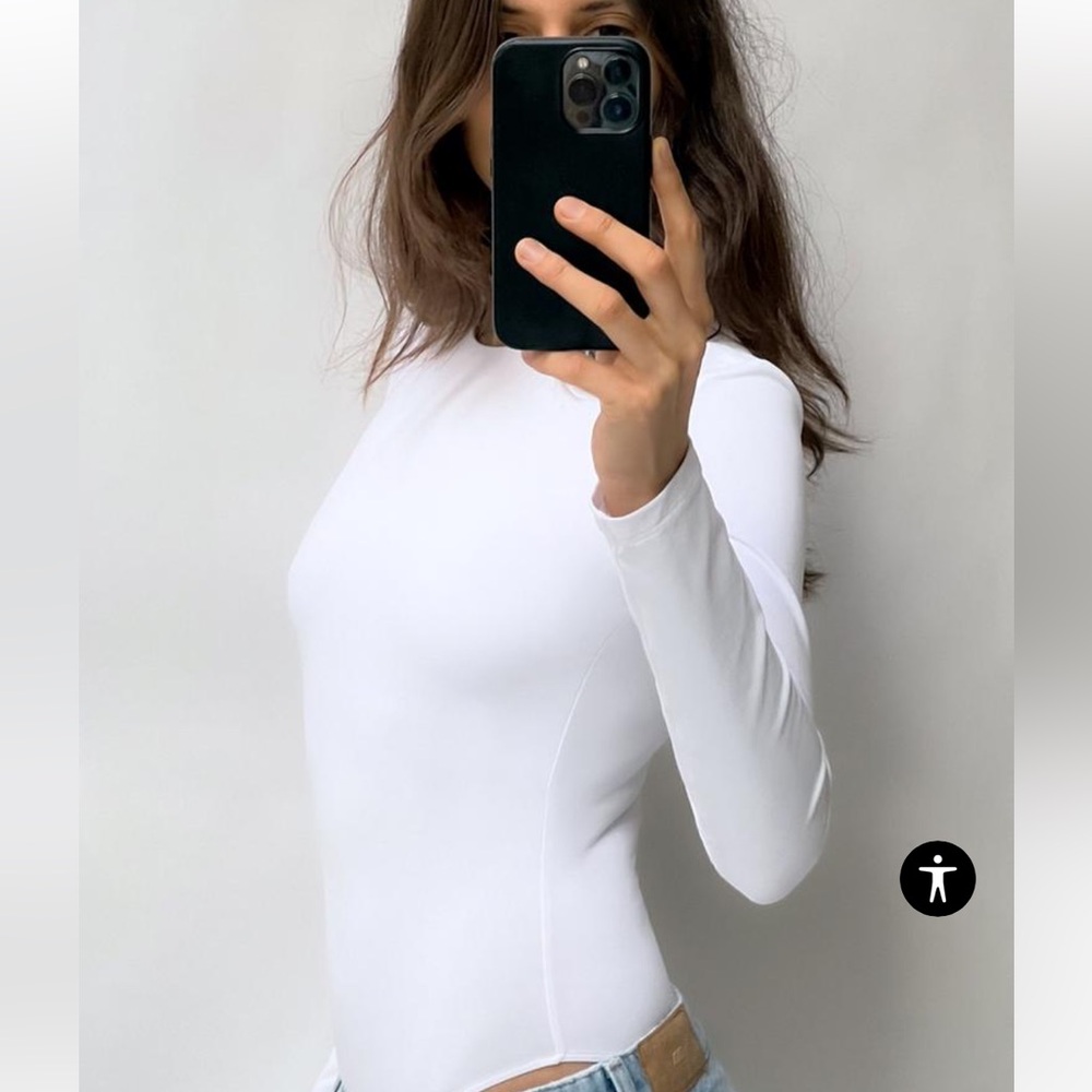 Zara Polyamide Bodysuit in White Size Small
